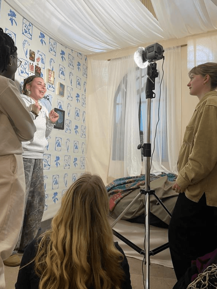 Behind the scenes of a photo studio shoot